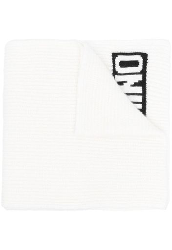 Moschino intarsia-logo knit scarf - Bianco