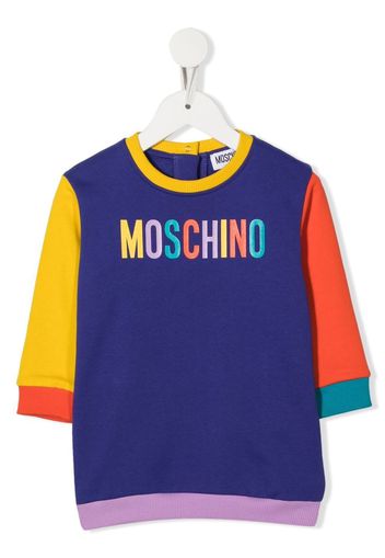 Moschino Kids logo-print colour-block T-shirt dress - Viola