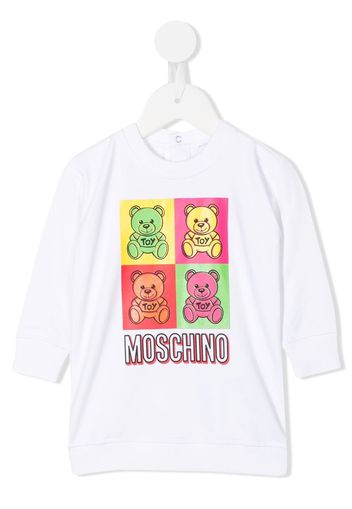 Moschino Kids Abito modello felpa Teddy Bear con stampa - Bianco