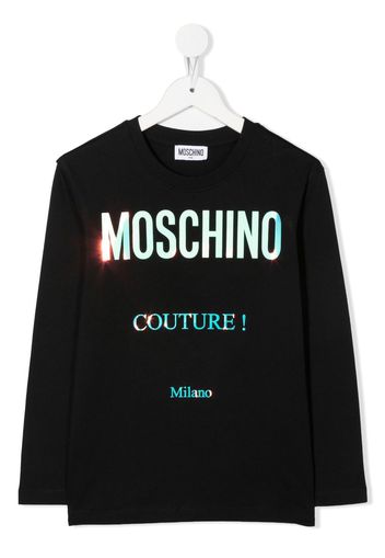 Moschino Kids logo-print long-sleeve T-shirt - Nero