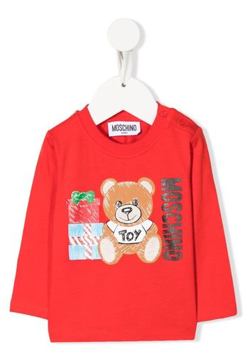 Moschino Kids Teddy Bear-print long-sleeve T-shirt - Rosso