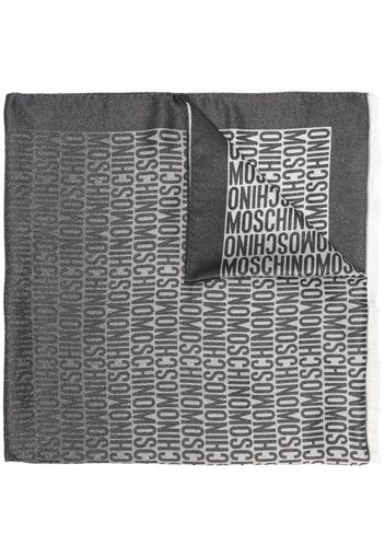 Moschino logo-print solid-border scarf - Grigio