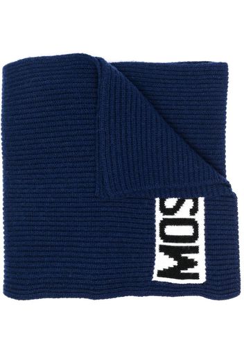 MOSCHINO logo-intarsia ribbed scarf - Blu