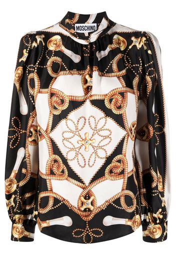 Moschino baroque pattern-print silk shirt - Nero