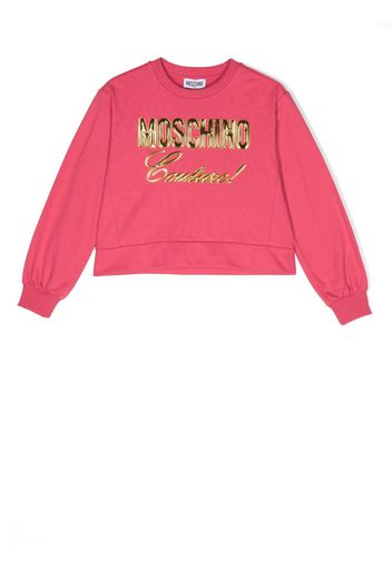 Moschino Kids debossed-logo crewneck sweatshirt - Rosa