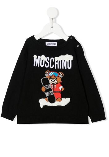 Moschino Kids Ski Teddy Bear cotton-blend jumper - Nero