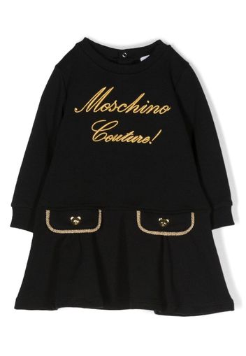 Moschino Kids embroidered faux-pockets dress - Nero