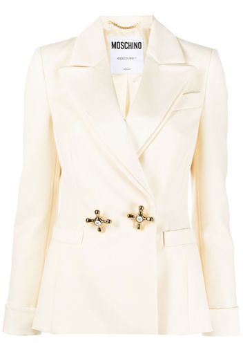 Moschino faucet handle double-breasted blazer - Bianco