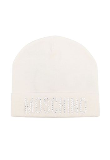 Moschino Kids embroidered-logo wool-blend beanie - Toni neutri