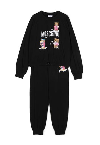 Moschino Kids logo-print tracksuit set - Nero