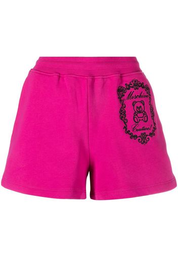 Moschino logo-embroidered cotton shorts - Rosa