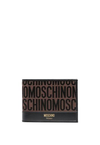 Moschino monogram logo stamp bi-fold wallet - Marrone