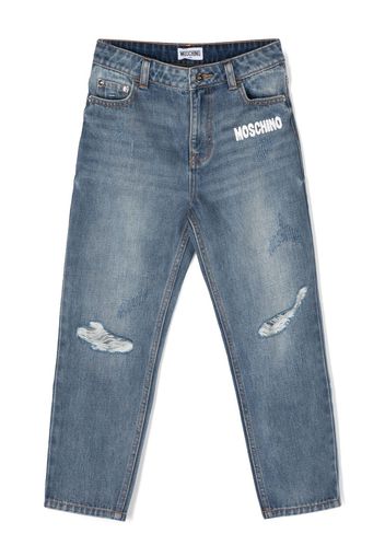 Moschino Kids Jeans dritti con stampa - Blu