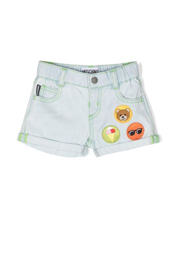 Moschino Kids Shorts denim con applicazione - Blu