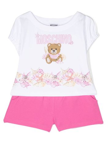 Moschino Kids Tuta sportiva con stampa - Bianco