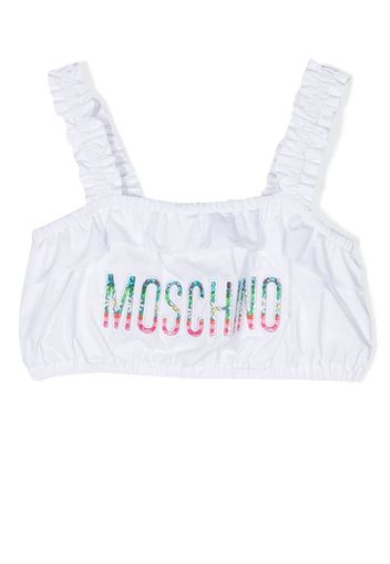 Moschino Kids Top bikini con ricamo - Bianco