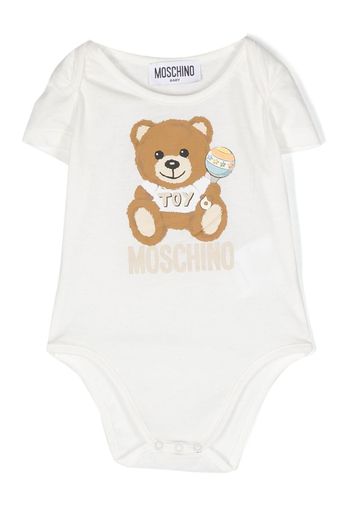 Moschino Kids Tutina Teddy a maniche corte - Bianco