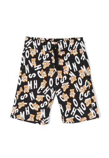 Moschino Kids Shorts con stampa Teddy - Nero