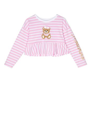 Moschino Kids Top a righe con peplum - Rosa