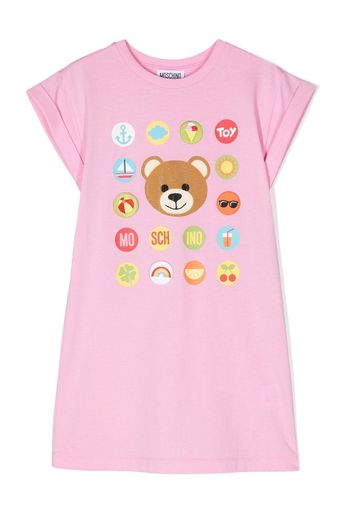 Moschino Kids Abito modello T-shirt con stampa - Rosa