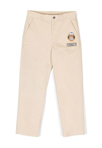 Moschino Kids Chino dritti con applicazione - Toni neutri