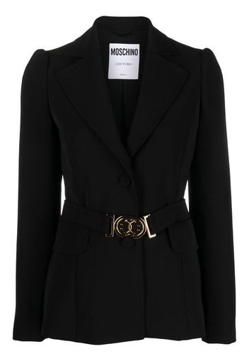 Moschino Blazer monopetto con placca logo - Nero