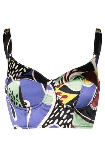 Moschino abstract-print underwired bustier bra - Nero