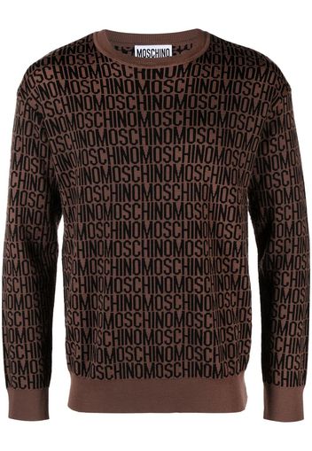 Moschino monogram-jacquard crew neck jumper - Marrone