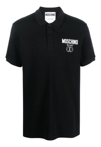 Moschino chest logo-print detail polo shirt - Nero