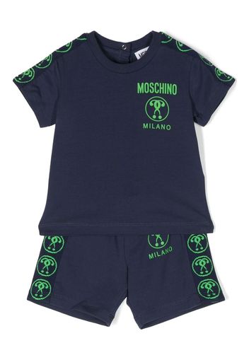 Moschino Kids logo-print stretch-cotton shorts - Blu