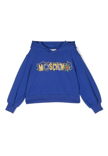 Moschino Kids logo-print jersey hoodie - Blu