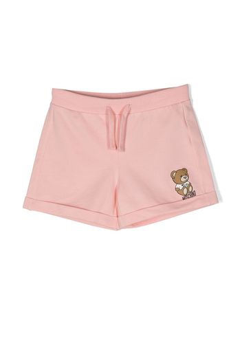 Moschino Kids Teddy Bear-print drawstring shorts - Rosa