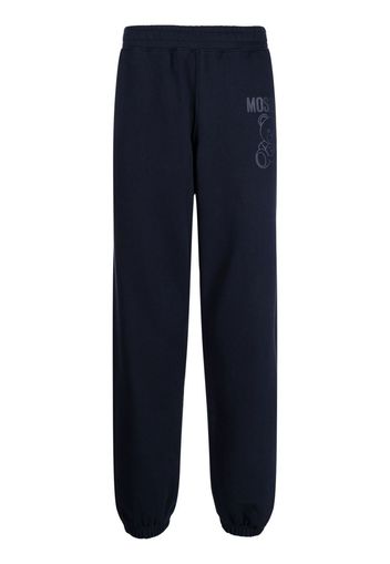 Moschino logo-print detail trousers - Blu