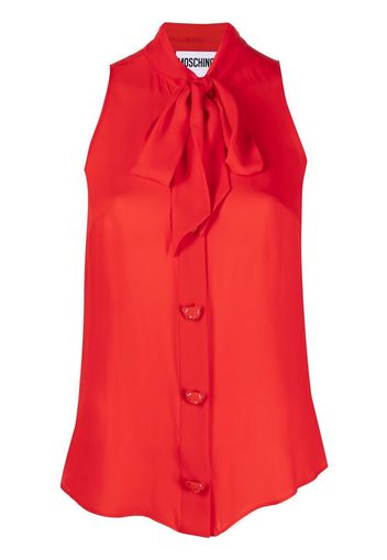 Moschino sleeveless pussy-bow silk blouse - Rosso