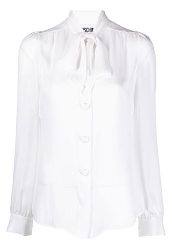 Moschino pussy-bow collar silk blouse - Bianco