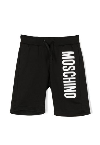 Moschino Kids logo-print track shorts - Nero