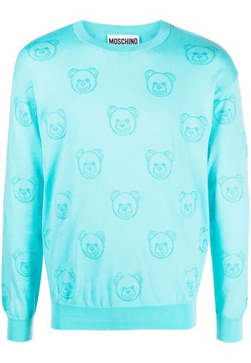 Moschino all-over toy-bear print jumper - Blu