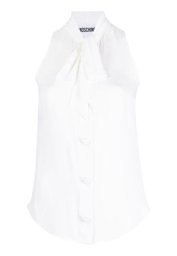 Moschino pussbow-collar sleeveless blouse - Bianco