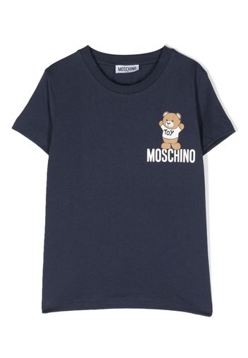 Moschino Kids Teddy Bear logo-print T-shirt - Blu