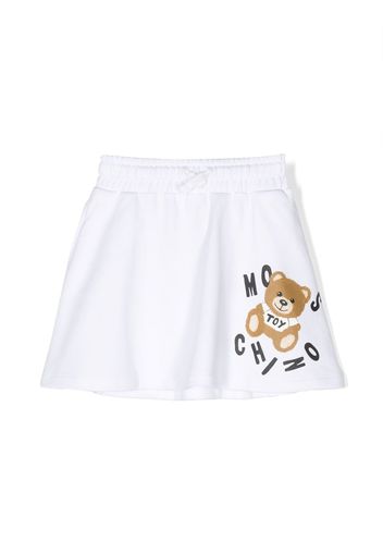 Moschino Kids Teddy Bear-print drawstring skirt - Bianco