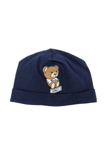 Moschino Kids Teddy Bear print cotton hat - Blu