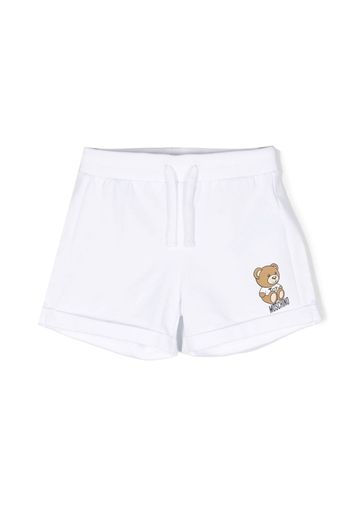 Moschino Kids Teddy Bear-print drawstring shorts - Bianco