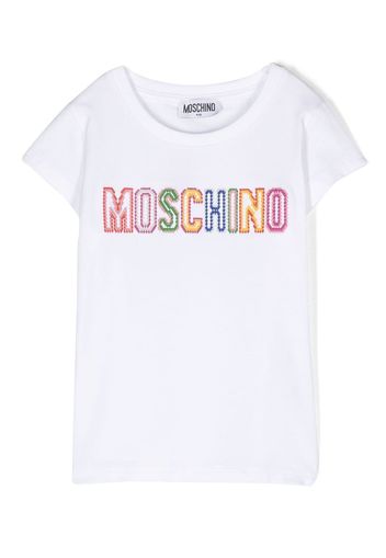 Moschino Kids embroidered-logo cotton T-shirt - Bianco