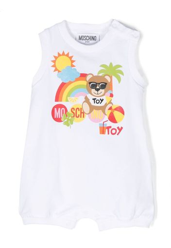 Moschino Kids logo-print sleeveless romper - Bianco