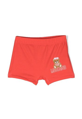 Moschino Kids logo-print swim shorts - Rosso