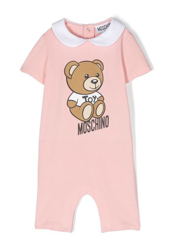 Moschino Kids logo-print cotton romper - Rosa