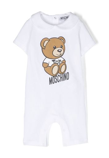 Moschino Kids logo-print short-sleeve romper - Bianco