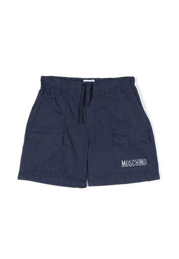 Moschino Kids logo-print cotton shorts - Blu