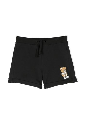 Moschino Kids Teddy Bear-print drawstring shorts - Nero