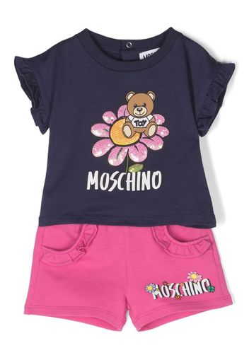 Moschino Kids flower-teddy tracksuit - Blu